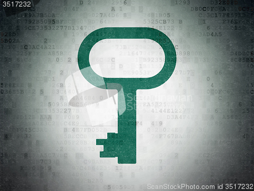 Image of Privacy concept: Key on Digital Paper background