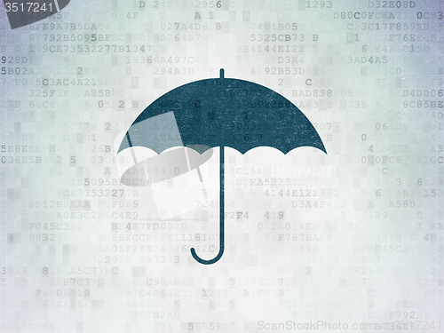 Image of Security concept: Umbrella on Digital Paper background