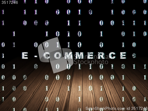 Image of Business concept: E-commerce in grunge dark room