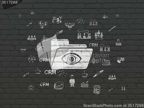 Image of Business concept: Folder With Eye on wall background