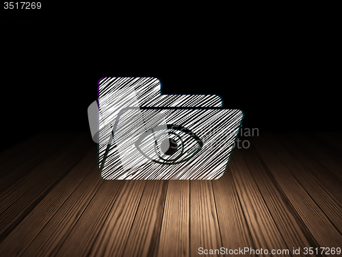 Image of Business concept: Folder With Eye in grunge dark room