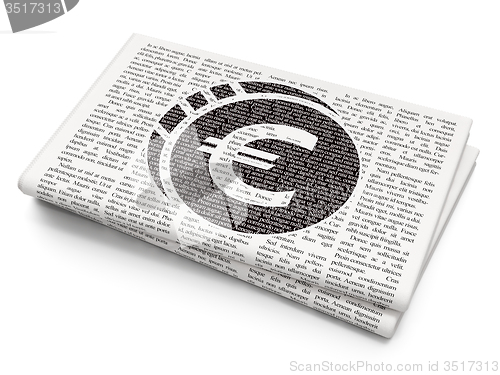 Image of Banking concept: Euro Coin on Newspaper background
