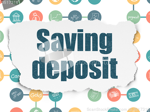 Image of Currency concept: Saving Deposit on Torn Paper background