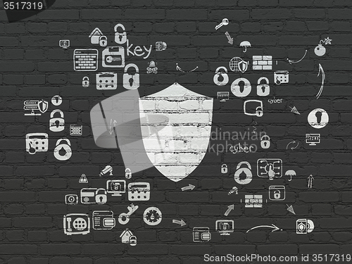 Image of Security concept: Shield on wall background