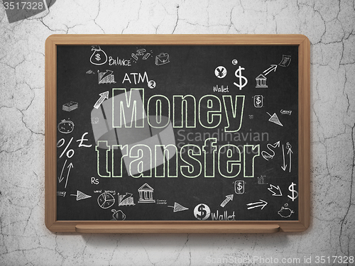 Image of Money concept: Money Transfer on School Board background