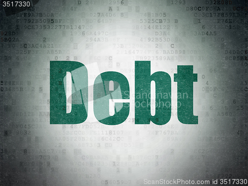 Image of Currency concept: Debt on Digital Paper background