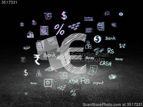 Image of Money concept: Euro in grunge dark room