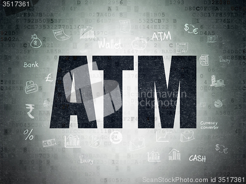 Image of Currency concept: ATM on Digital Paper background