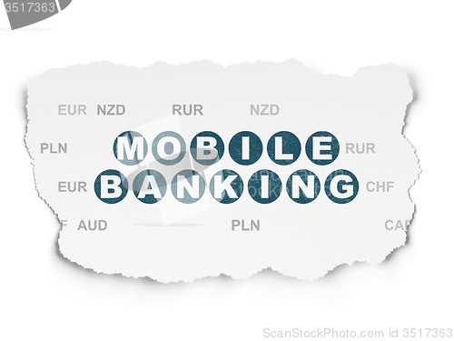 Image of Banking concept: Mobile Banking on Torn Paper background