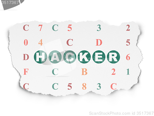 Image of Security concept: Hacker on Torn Paper background