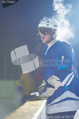 Image of ice hockey players on bench