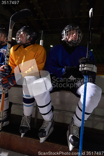 Image of ice hockey players on bench