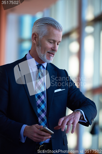 Image of senior business man talk on mobile phone