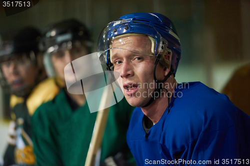 Image of ice hockey players on bench