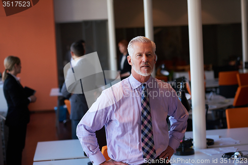 Image of senior business man with his team at office