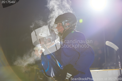 Image of ice hockey players on bench