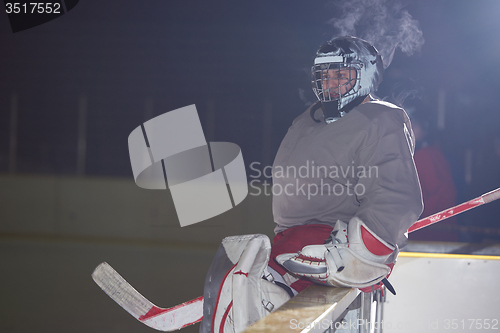 Image of ice hockey players on bench