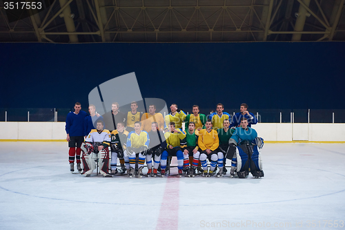 Image of ice hockey players team portrait