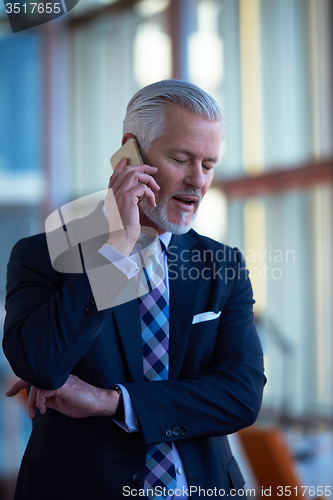 Image of senior business man talk on mobile phone