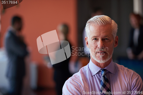 Image of senior business man with his team at office