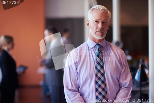 Image of senior business man with his team at office