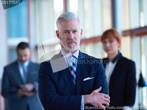 Image of senior business man with his team at office