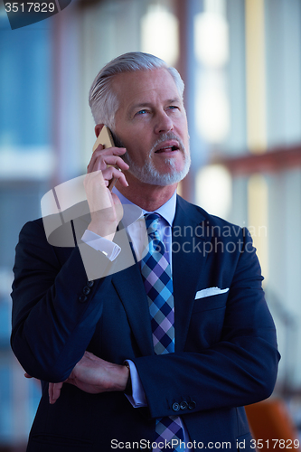 Image of senior business man talk on mobile phone