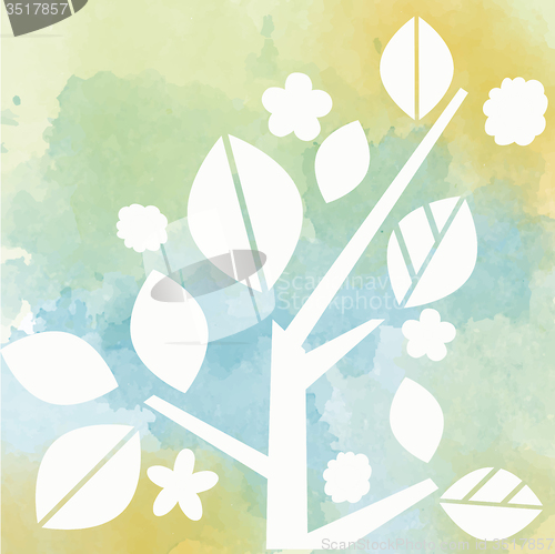 Image of watercolor background with tree