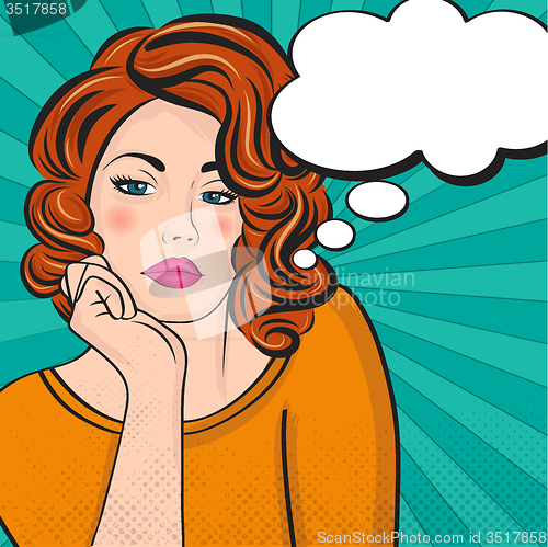 Image of Pop Art illustration of woman with the speech bubble