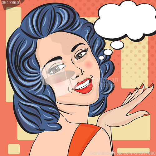 Image of Pop Art illustration of woman with the speech bubble