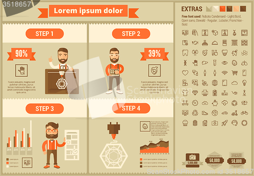 Image of Three D printing flat design Infographic Template