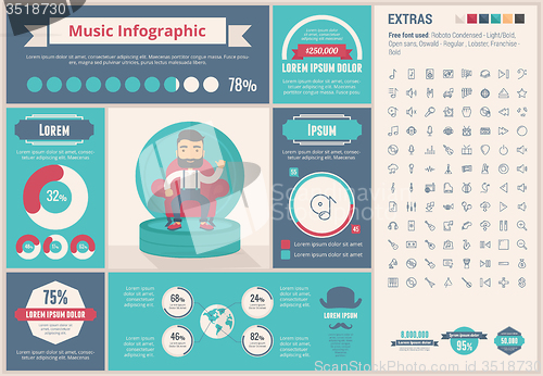 Image of Music flat design Infographic Template