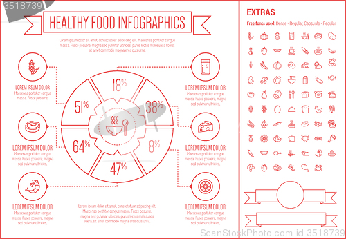 Image of Healthy Food Line Design Infographic Template