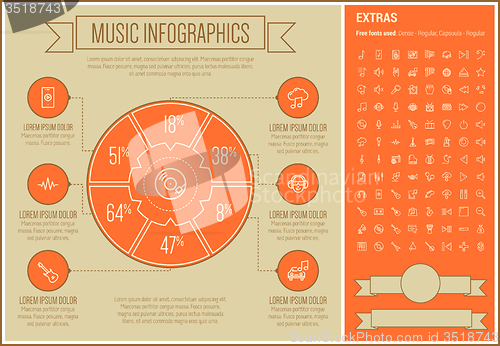 Image of Music Line Design Infographic Template