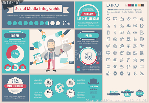 Image of Social Media flat design Infographic Template