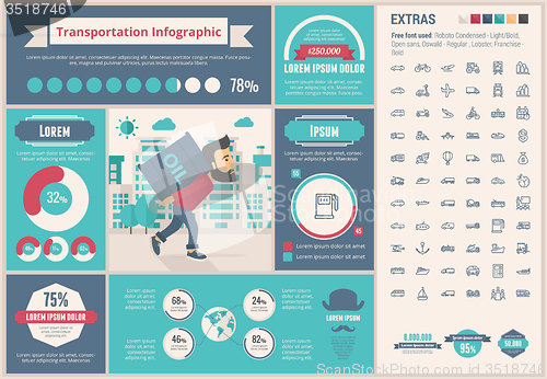 Image of Transportation flat design Infographic Template