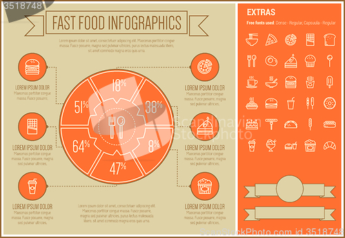 Image of Fast Food Line Design Infographic Template