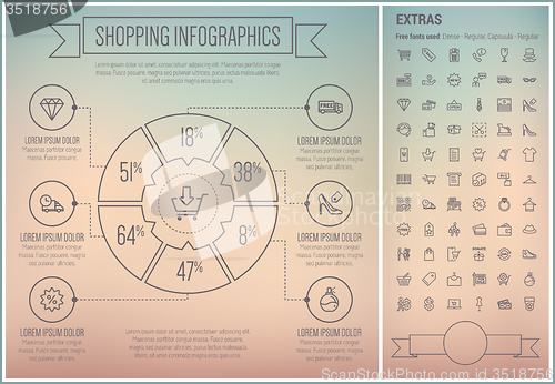 Image of Shopping Line Design Infographic Template