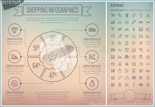 Image of Shopping Line Design Infographic Template