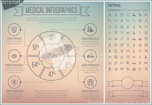 Image of Medical Line Design Infographic Template