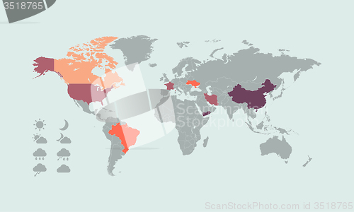 Image of Multicolored world map. 