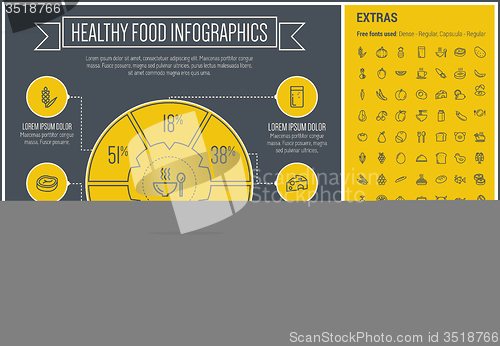 Image of Healthy Food Line Design Infographic Template