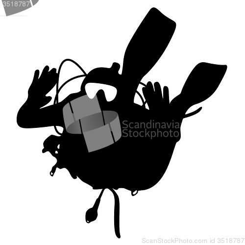 Image of Black silhouette scuba divers. illustration.