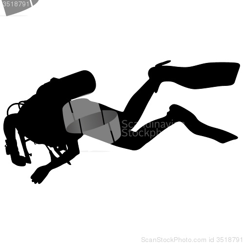 Image of Black silhouette scuba divers. illustration.