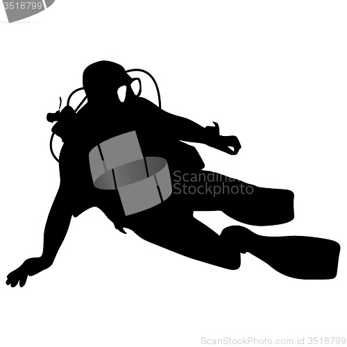 Image of Black silhouette scuba divers. illustration.