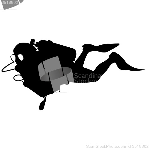 Image of Black silhouette scuba divers. illustration.
