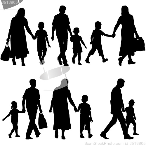 Image of Black silhouettes Family on white background. 