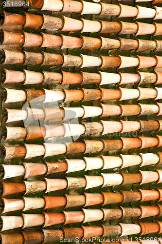 Image of old moroccan  tile roof  the  city 