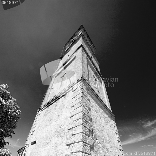 Image of monument  clock tower in italy europe old  stone and bell
