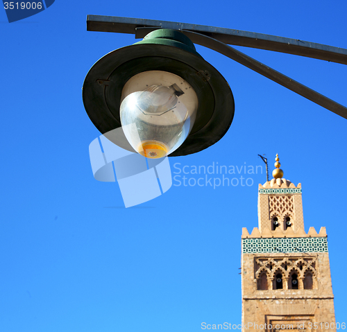 Image of history in maroc africa  minaret religion and the blue     sky